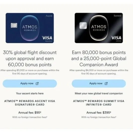 BofA Atmos <em>Rewards</em> Ascent 信用卡：80k 或者 60k+30% off