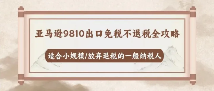 亚马逊9810出口免税不退税全攻略：适合小规模/放弃退税的一般纳税人