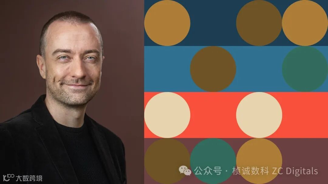 Photo illustration of Jason Clinton surrounded by abstract shapes.