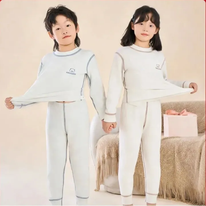 轻氧棉柔A类抗菌男女童无骨秋衣套装59元/套