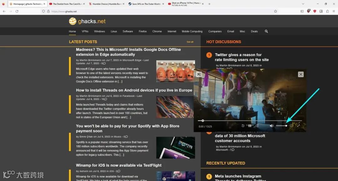 火狐浏览器 Firefox 116 稳定版发布:画中画可调整音量、不再支持 Win7 / Win8.1