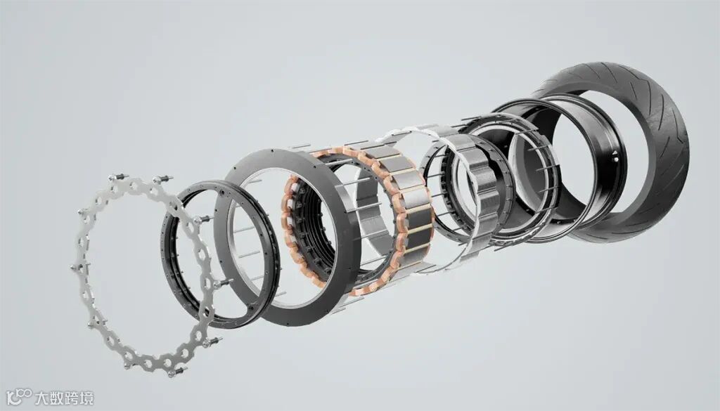 後輪框內置可產生 1000N·m 扭力的Donut 馬達。