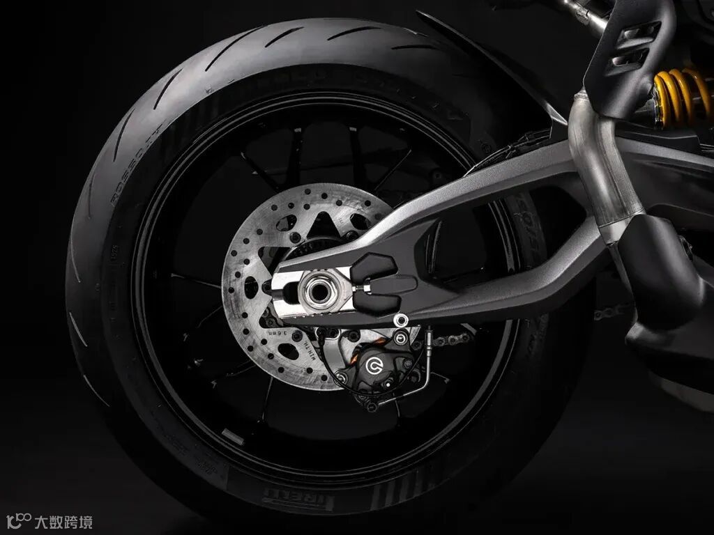 搖臂的設計靈感源自 Panigale V4，採用雙支撐設計，其特點是具有大型鏤空設計