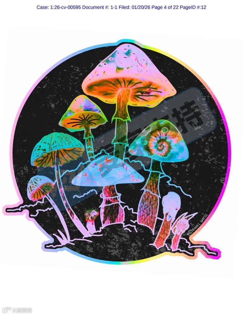 6-cv-00595，keith律所代理迷幻蘑菇跨境维权，88个跨境账户涉案将被TRO冻结！"