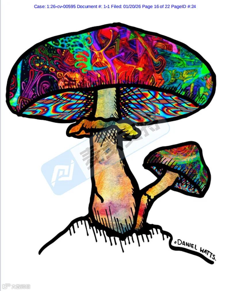 6-cv-00595，keith律所代理迷幻蘑菇跨境维权，88个跨境账户涉案将被TRO冻结！"