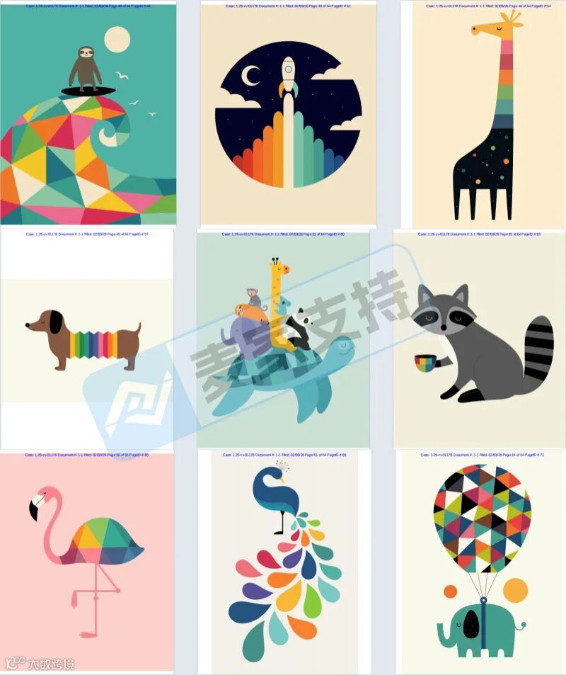 Keith律所狂立13案，1500+店涉案！26-cv-01178彩虹动物矢量图跨境维权