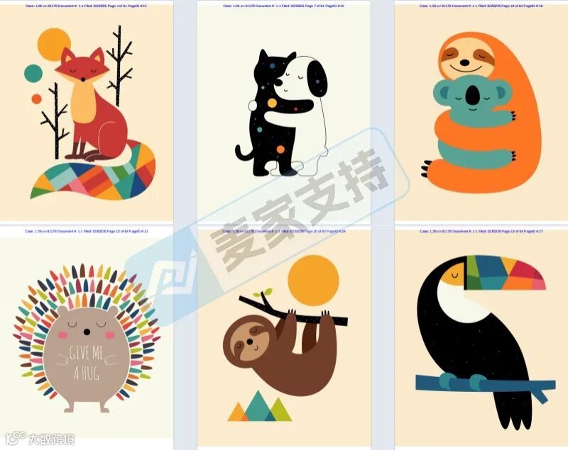 Keith律所狂立13案，1500+店涉案！26-cv-01178彩虹动物矢量图跨境维权