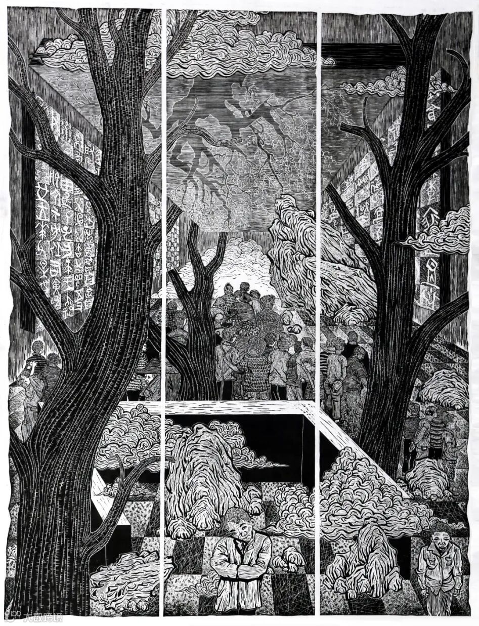 《父輩的足跡》江興文 92cm×115㎝ 黑白木刻.jpg