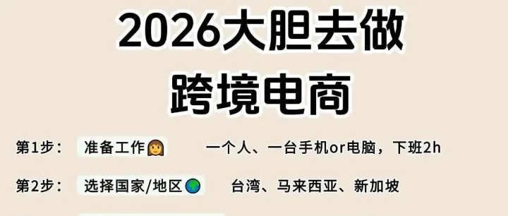 2026年，大膽去做跨境電商吧！大膽大膽大大膽！