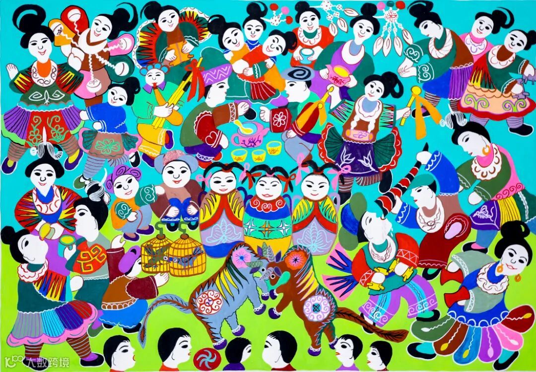 文家克  《農(nóng)忙閑時慶豐收》  68cmX47cm.JPG