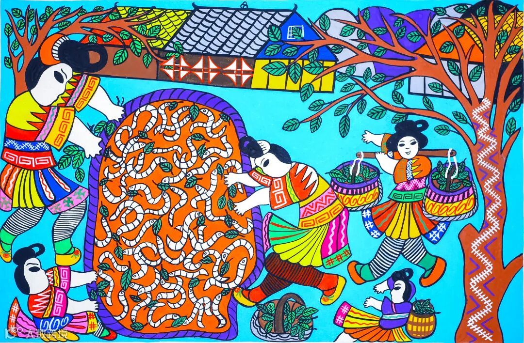 潘文芳  《喂蠶》  68cmX45cm.JPG