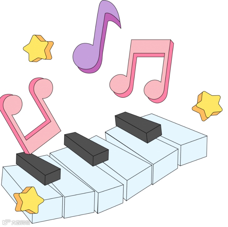 矢量免扣钢琴音符.png