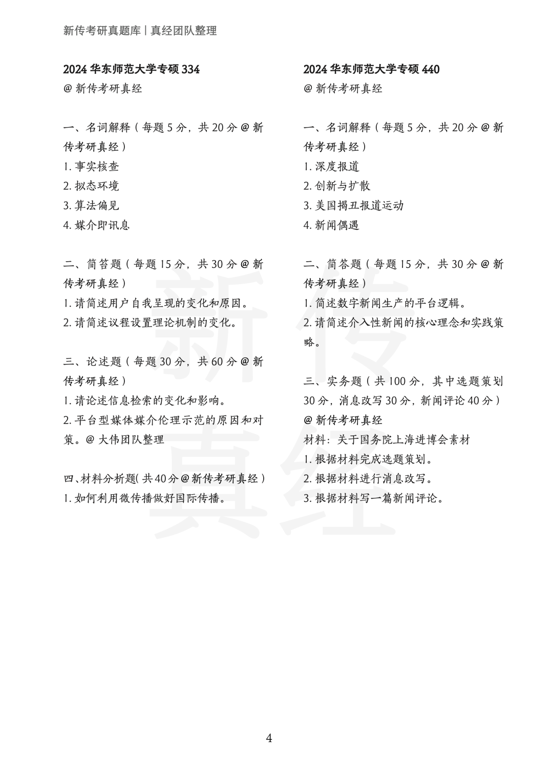 华东师范大学新传考研真题 | 2019-2026年8年汇总PDF- 大数跨境