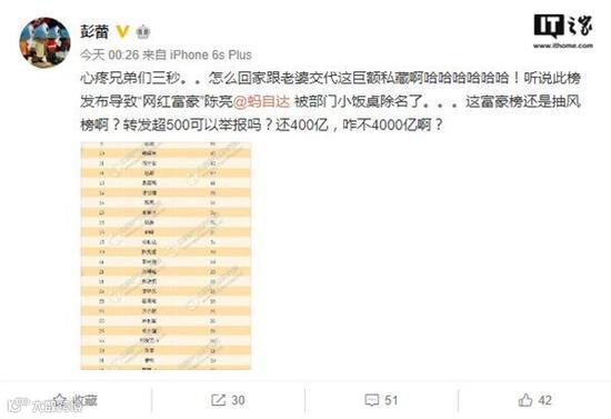 蚂蚁金服董事长彭蕾质疑胡润百富榜:咋不说我有4000亿