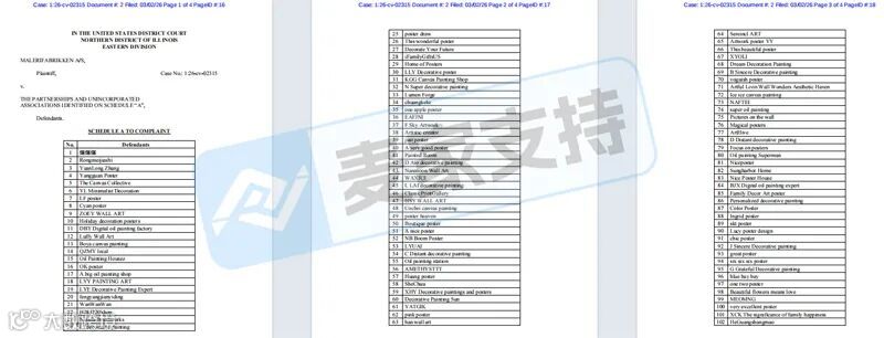 6-cv-02315,keith律所代理Malerifabrikken发起版权维权，105店卷入TRO风波！"