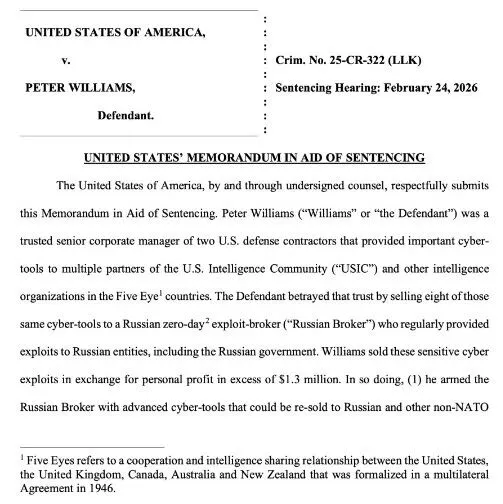 震惊！美国国防承包商前高管泄密，向俄出售8个零日漏洞工具包！