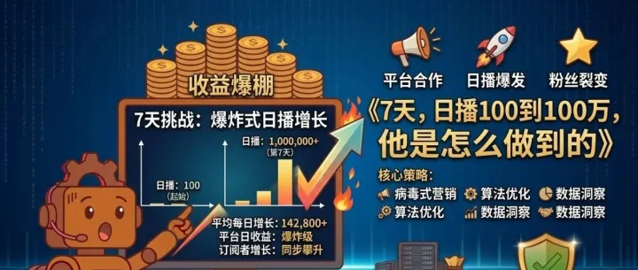 7天，日播100到100万：这个博主的“歪招”，让我的算法认知被颠覆了