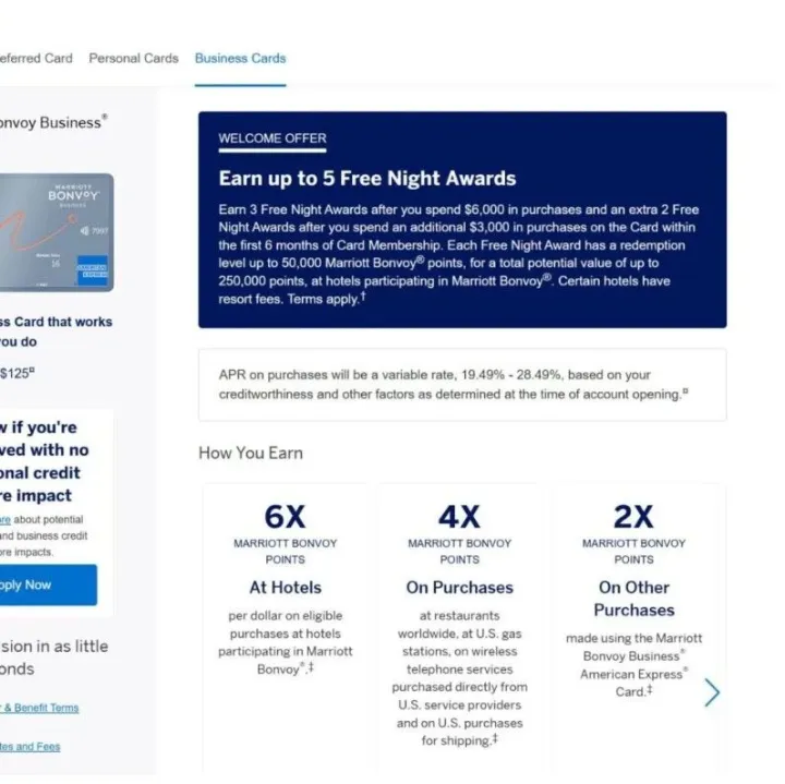 AMEX Marriott Bonvoy Business 商业信用卡：5 张 50k 房<em>券</em>开<em>卡</em>奖；每年送房<em>券</em>