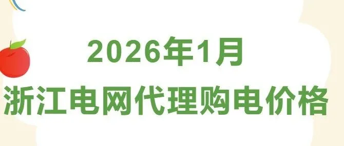 2026年1月浙江电网代理购电价格