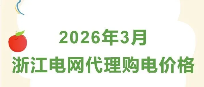 2026年3月浙江电网代理购电价格