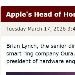 苹果公司家居硬件负责人离职 加盟智能戒指制造商 Oura