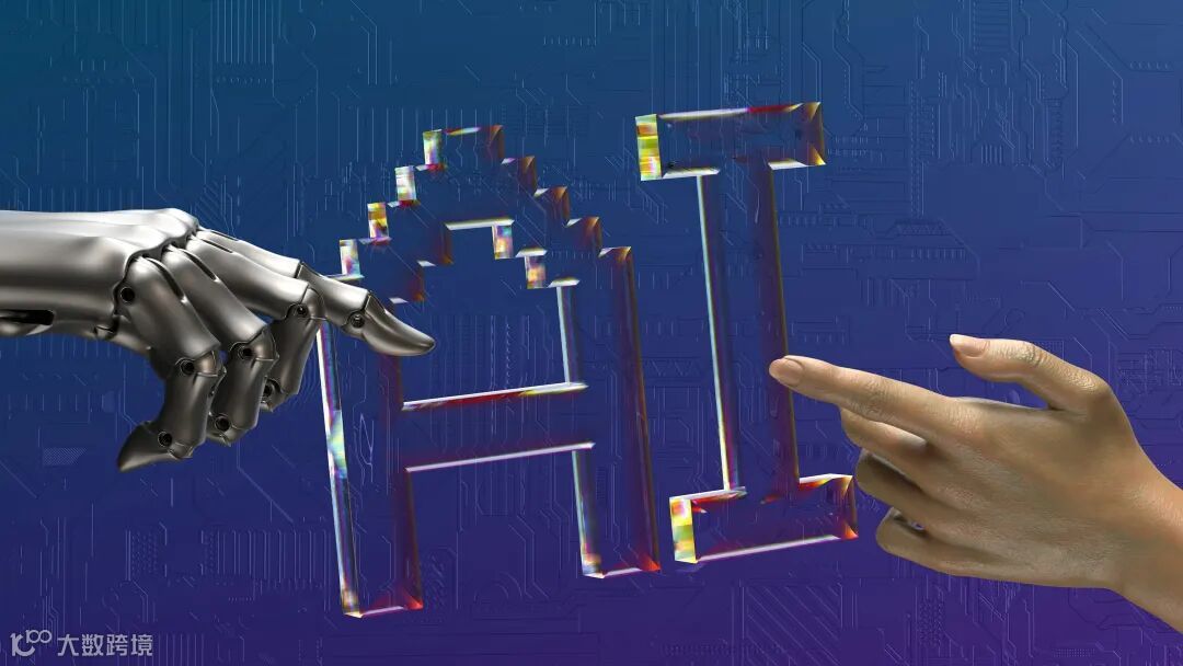 two hands touching each other in front of a blue background