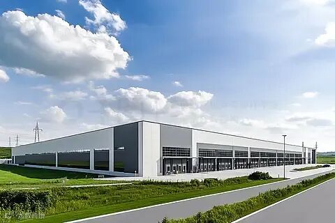 现代化高台库房外观