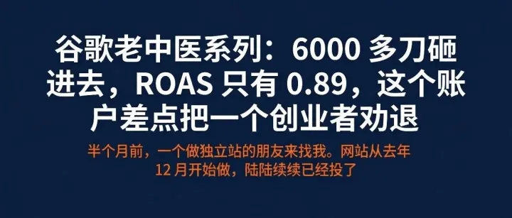 谷歌老中医系列：6000 多刀砸进去，ROAS 只有 0.89，要放弃吗