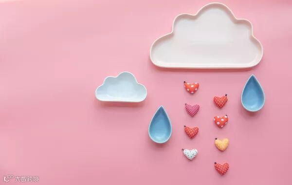 可爱云朵心形雨滴