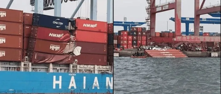 突发！两集装箱船擦撞，一艘为万箱大船，正准备驶往深圳！