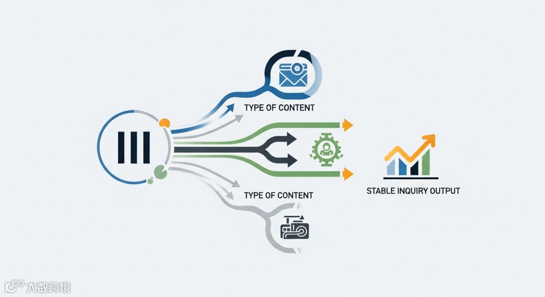 閰嶅浘锛?(@{File=overseas-social-full-funnel-auto-02.jpg; Prompt=海外全域社媒 外贸获客; section: 三、内容结构怎么搭：三类内容，稳定输出询盘, professional editorial visual, business setting, realistic lighting, clean composition, no words, no letters, no Chinese characters, no captions, no subtitles, no UI text, no logo, no brand mark, no watermark; Anchor=}.Anchor.Heading)