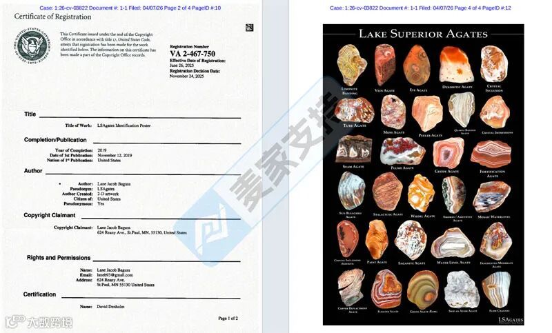 6-cv-03822,跨境卖家注意避雷LSAgates玛瑙识别海报,已有46店涉案,正面临TRO冻结风险"