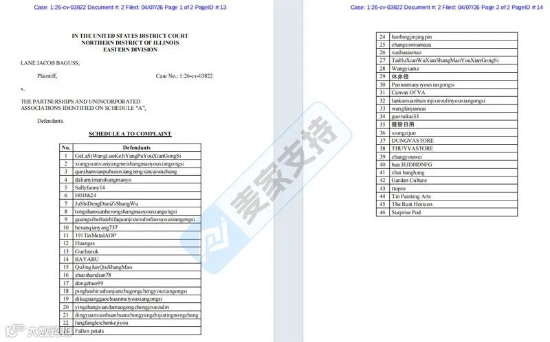 6-cv-03822，跨境卖家注意避雷LSAgates玛瑙识别海报，已有46店涉案，正面临TRO冻结风险"