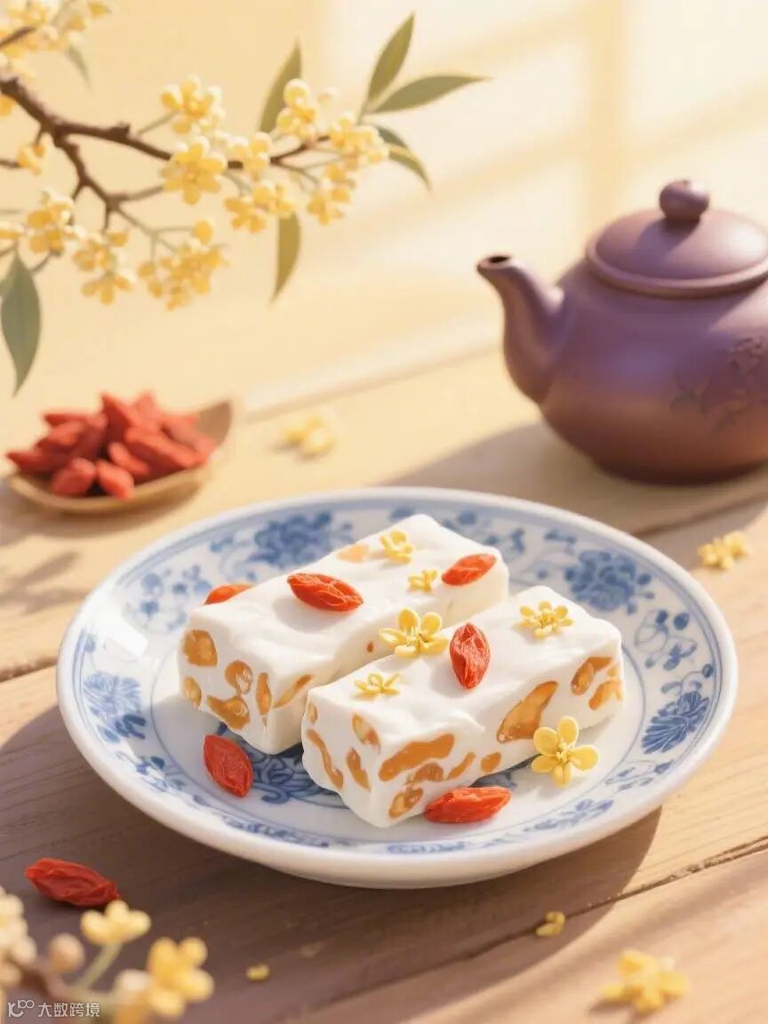 酒酿桂花枸杞牛轧糖