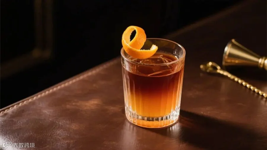 酒味风味饮品展示，微醺时尚，橙棕主色调