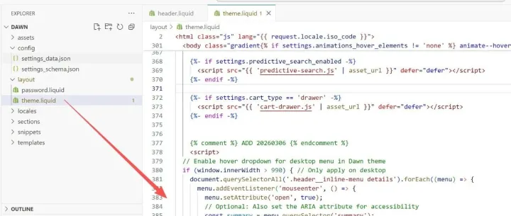 Shopify制作 | Dawn主题设置PC端主菜单不用点击，只需要鼠标移动上去就能展开下级栏目