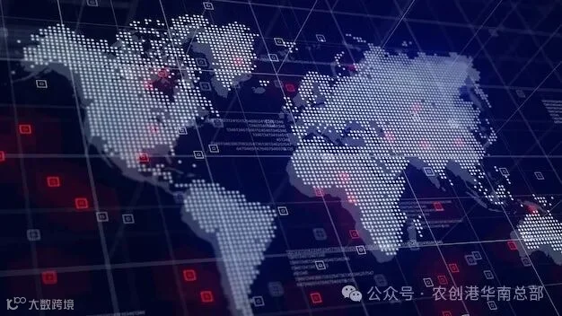 Digital World Map Hologram Blue Background