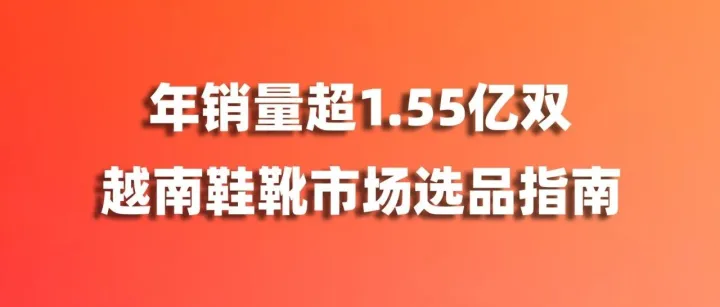 年销量超1.55亿双！越南鞋靴市场选品指南，这5个品类最抢手！