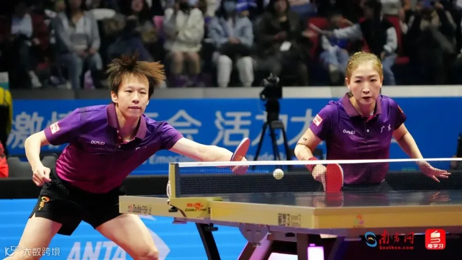 林高远/刘诗雯在比赛中回球。南方网记者 张瑞霖 摄