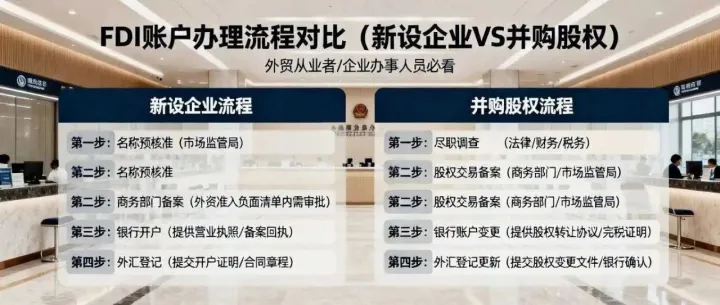 FDI开户怎么弄？新设和收购股权的区别居然这么大？