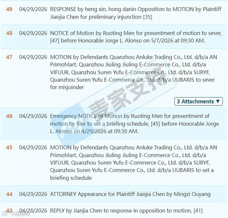 6-cv-01894，国人拖鞋专利隐匿维权，已被TRO冻结的卖家请点击"