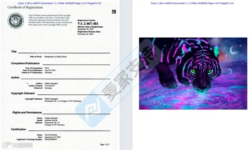 6-cv-04974，黑洞操控者老虎版权跨境维权，79店涉案面临TRO冻结风险！"