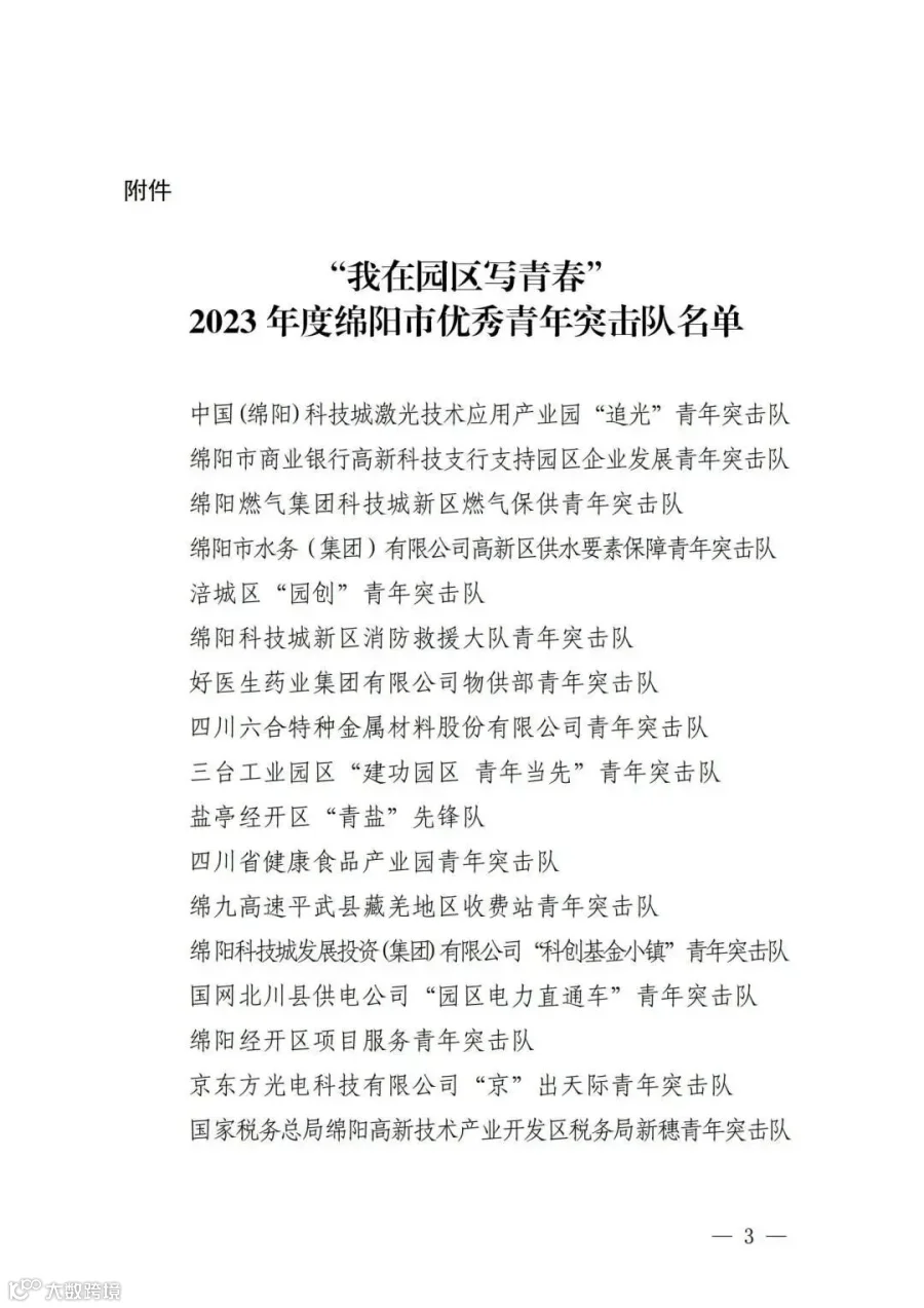 关于表扬“我在园区写青春”2023年绵阳市优秀青年突击队的通报_02.jpg