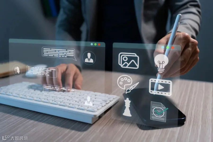 creation with artificial intelligence, entrepreneur uses an online application to provide digital creation tools. automated customer support