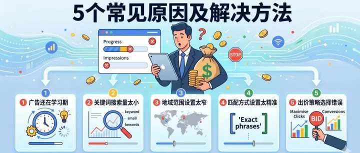 谷歌广告跑不出去，没有点击怎么办？5个常见原因及解决方法