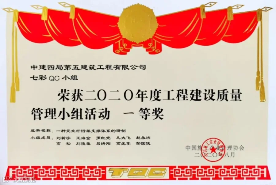 附图1:中国施工企业管理协会2020年度工程建设质量管理一等奖(奖状)(1).jpg