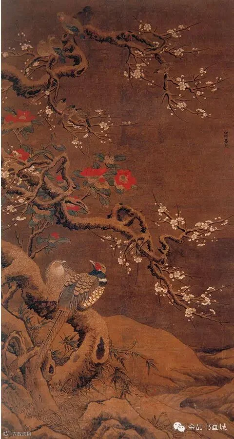 吕纪《梅茶雉雀图》