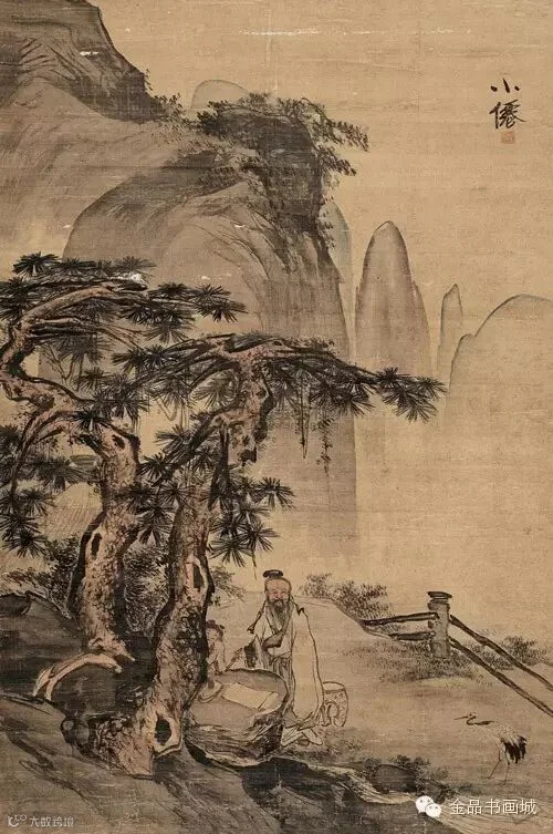 《松下高士》 明 吴伟 蓝瑛,擅没骨重彩,色彩明丽