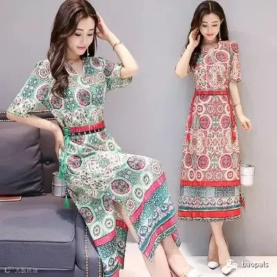 chinese chiffon dress