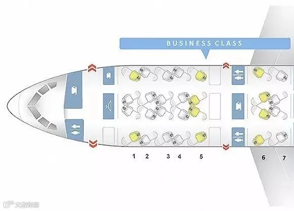 美国航空波音787-8商务舱的独特“倒座式反鱼骨”设计